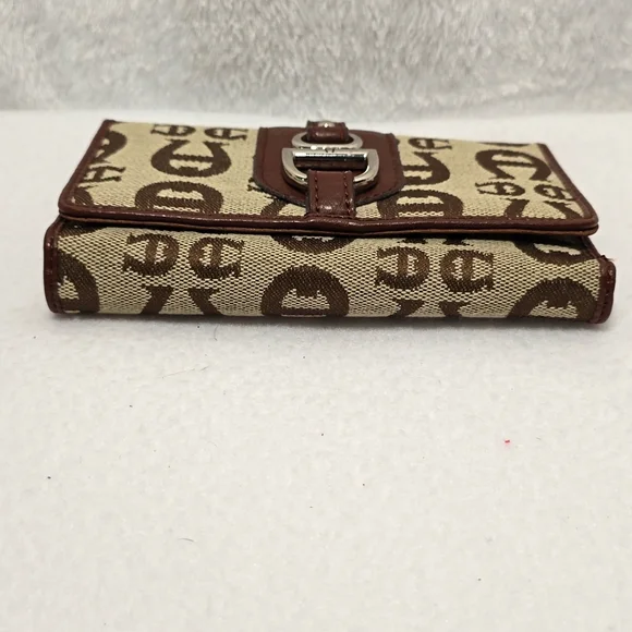 Etienne Aigner Women's Brown Signature Cloth Trifold Wallet NWT
